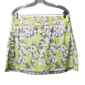 PGA Tour Floral Gray Yellow Athletic Skort with Built-In Shorts - Size‎ Large